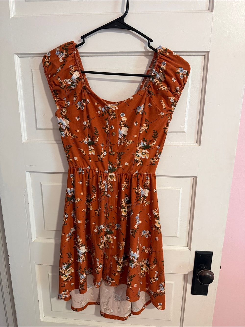 No Boundaries Rust Orange Floral Mini Dress